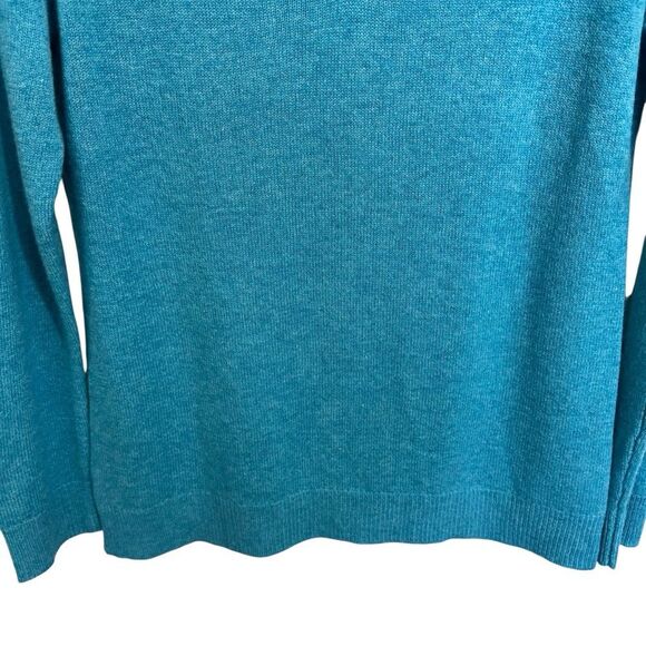 Ann Taylor Turquoise V-Neck Cashmere V Neck Sweater, LP - Picture 4 of 9